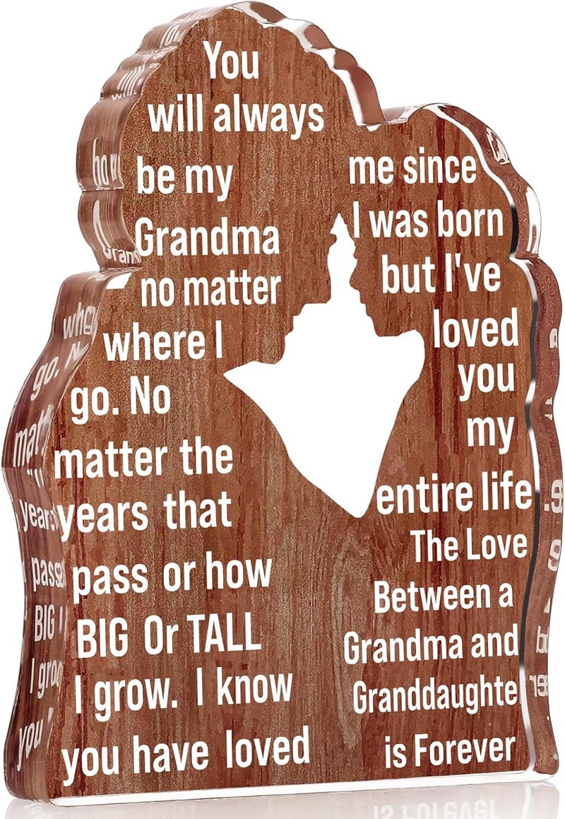 LuoHere Valentines Grandma Gifts from Granddaughter, Grandmother Birthday Gift Idea Best Grandma Ever Great Grandmas Christmas Mothers Day Grandparents Gigi Nana Present Acrylic Plaque Sign - Image 1